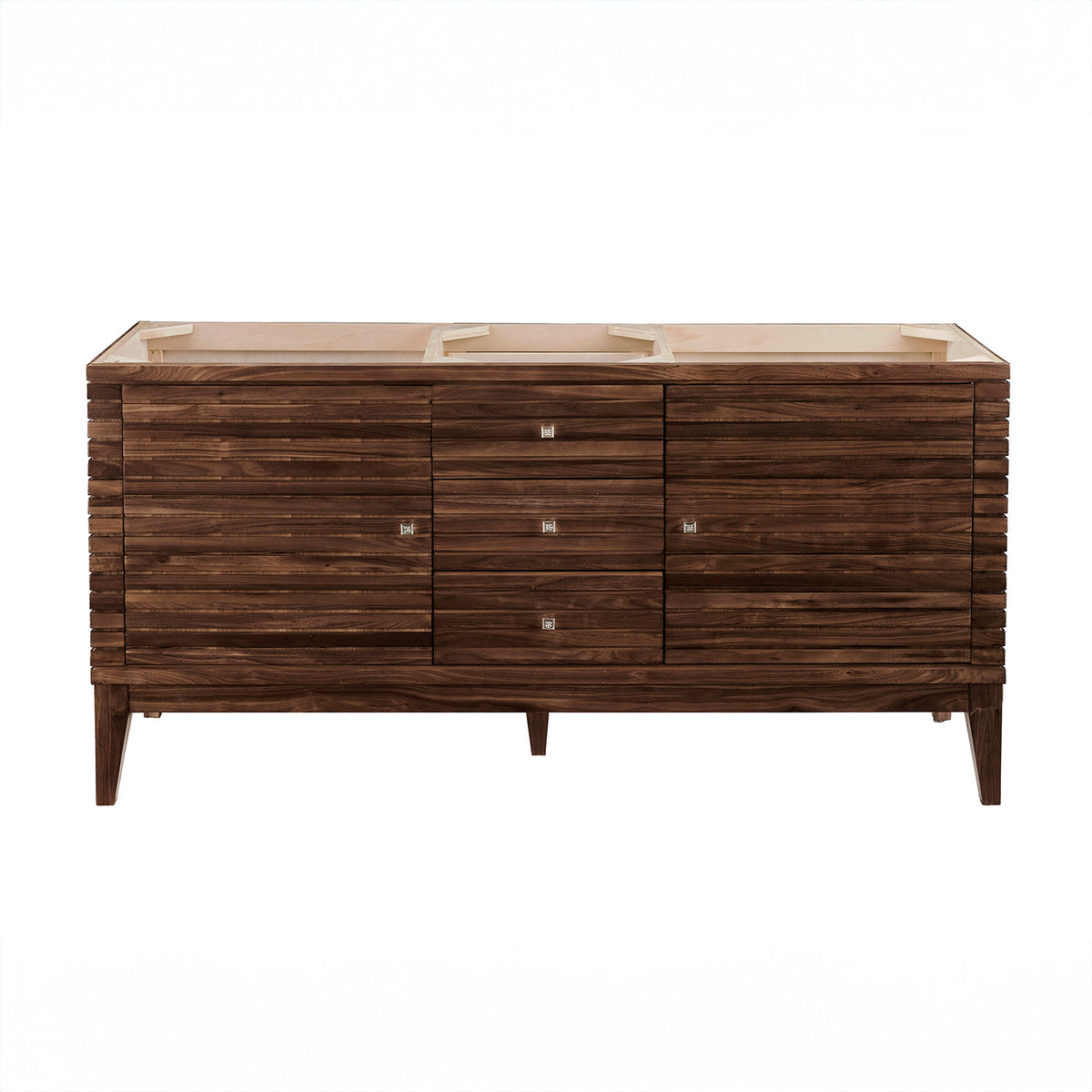 59" Linear Double Bathroom Vanity, Mid-Century Walnut