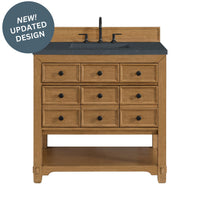 36" Malibu Single Bathroom Vanity, Amber Birch with Charcoal Soapstone Top