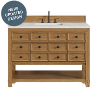 48" Malibu Single Bathroom Vanity, Amber Birch with Eternal Jasmine Pearl Top