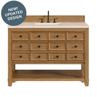 48" Malibu Single Bathroom Vanity, Amber Birch with Eternal Marfil Top