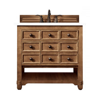 36" Malibu Single Bathroom Vanity, Honey Alder with White Zeus Top