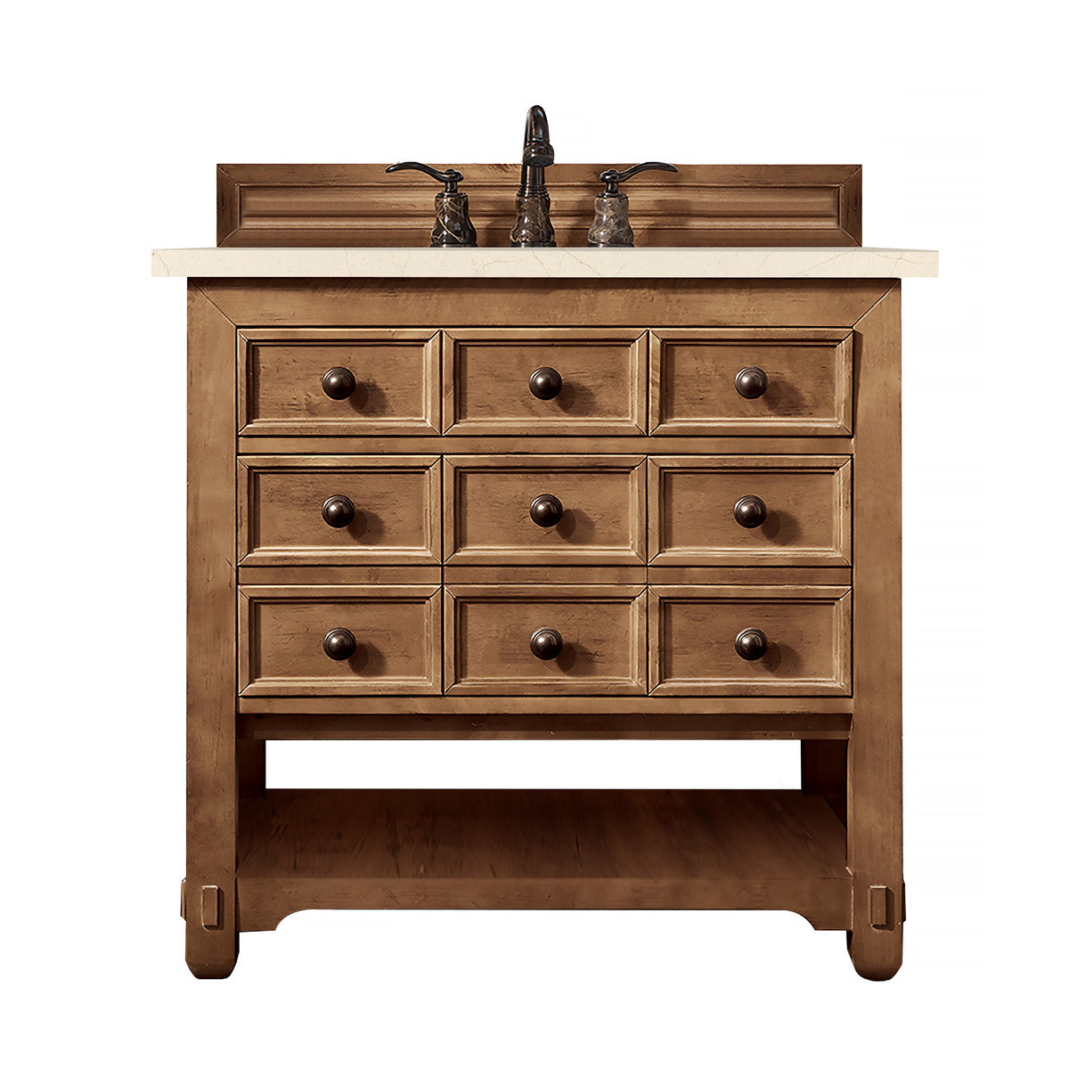 36" Malibu Single Bathroom Vanity, Honey Alder with Eternal Marfil Top