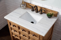 36" Malibu Single Bathroom Vanity, Honey Alder with Arctic Fall Solid Surface Top