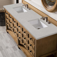 72" Malibu Double Bathroom Vanity, Honey Alder with Eternal Serena Quartz