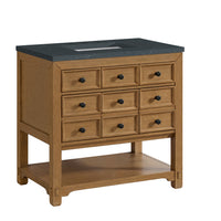 36" Malibu Single Bathroom Vanity, Amber Birch with Charcoal Soapstone Top