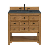 36" Malibu Single Bathroom Vanity, Amber Birch with Charcoal Soapstone Top