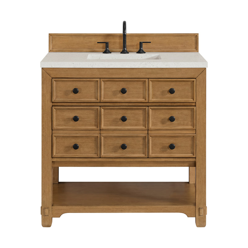 36" Malibu Single Bathroom Vanity, Amber Birch with Lime Delight Top