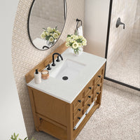 36" Malibu Single Bathroom Vanity, Amber Birch with Lime Delight Top