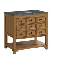 36" Malibu Single Bathroom Vanity, Amber Birch with Parisien Bleu Top