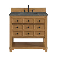 36" Malibu Single Bathroom Vanity, Amber Birch with Parisien Bleu Top