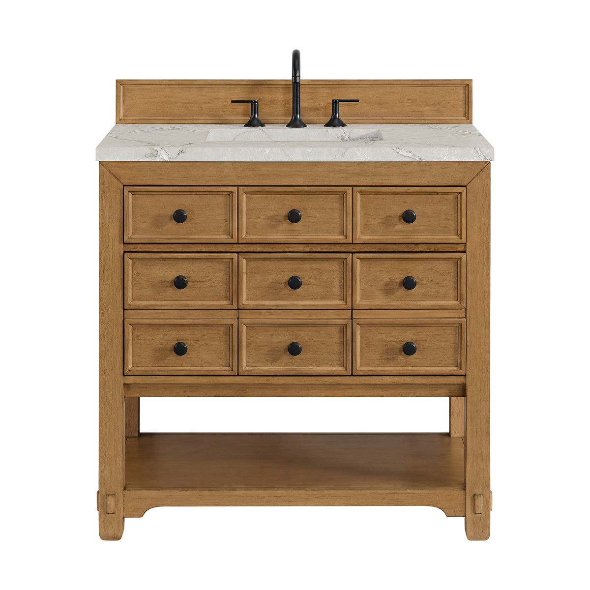 36" Malibu Single Bathroom Vanity, Amber Birch with Victorian Silver Top