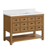 48" Malibu Single Bathroom Vanity, Amber Birch with Single-Hole White Zeus Top