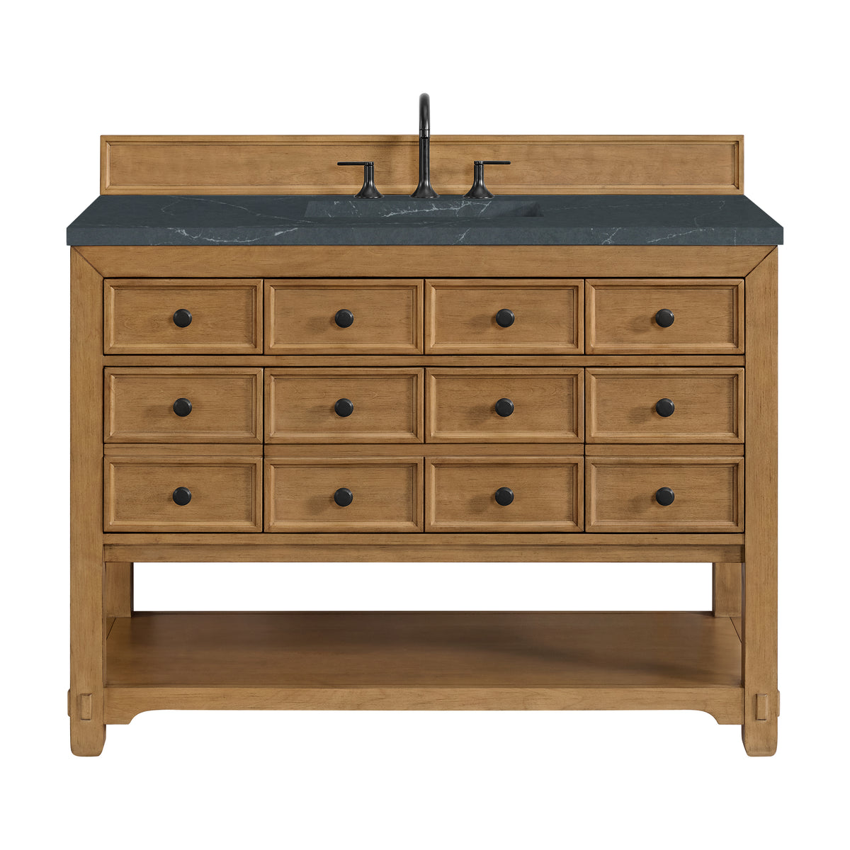 48" Malibu Single Bathroom Vanity, Amber Birch with Charcoal Soapstone Top