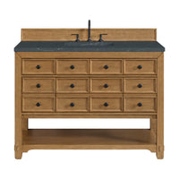 48" Malibu Single Bathroom Vanity, Amber Birch with Charcoal Soapstone Top