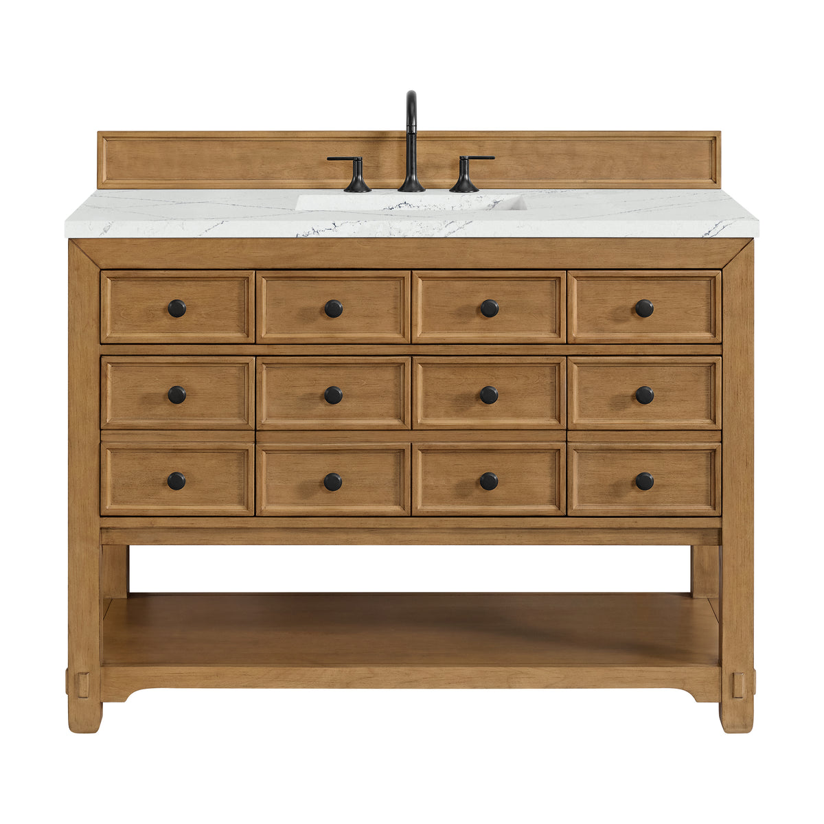 48" Malibu Single Bathroom Vanity, Amber Birch with Ethereal Noctis Top