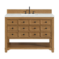 48" Malibu Single Bathroom Vanity, Amber Birch with Ethereal Noctis Top