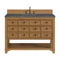 48" Malibu Single Bathroom Vanity, Amber Birch with Parisien Bleu Top