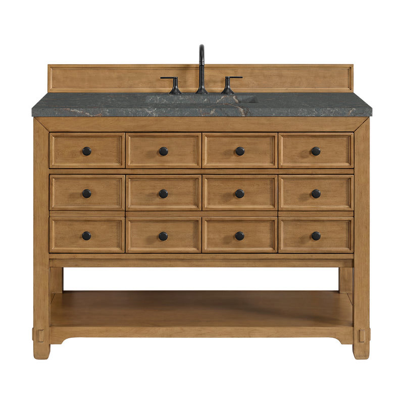 48" Malibu Single Bathroom Vanity, Amber Birch with Parisien Bleu Top