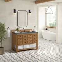 48" Malibu Single Bathroom Vanity, Amber Birch with Parisien Bleu Top