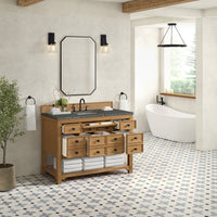 48" Malibu Single Bathroom Vanity, Amber Birch with Parisien Bleu Top