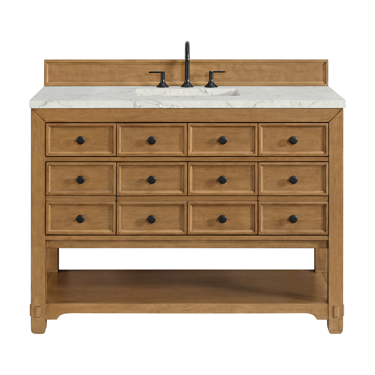 48" Malibu Single Bathroom Vanity, Amber Birch with Victorian Silver Top