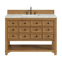 48" Malibu Single Bathroom Vanity, Amber Birch with Victorian Silver Top