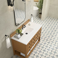 48" Malibu Single Bathroom Vanity, Amber Birch with White Zeus Top