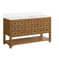 60" Malibu Single Bathroom Vanity, Amber Birch with Single-Hole White Zeus Top