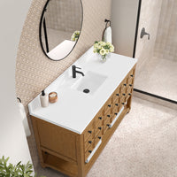 60" Malibu Single Bathroom Vanity, Amber Birch with Single-Hole White Zeus Top