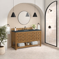 60" Malibu Single Bathroom Vanity, Amber Birch with Charcoal Soapstone Top