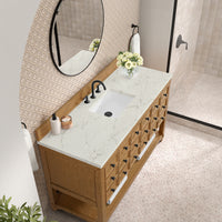 60" Malibu Single Bathroom Vanity, Amber Birch with Victorian Silver Top