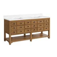 72" Malibu Double Bathroom Vanity, Amber Birch with Single-Hole White Zeus Top