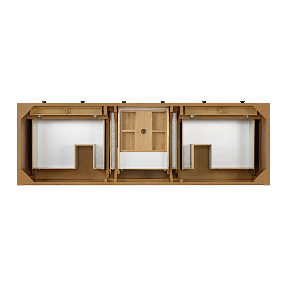 72" Malibu Double Bathroom Vanity, Amber Birch with Single-Hole White Zeus Top