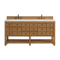 72" Malibu Double Bathroom Vanity, Amber Birch with Ethereal Noctis Top