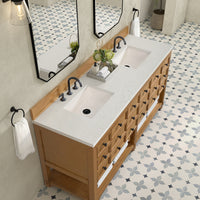 72" Malibu Double Bathroom Vanity, Amber Birch with Lime Delight Top