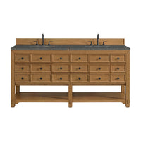 72" Malibu Double Bathroom Vanity, Amber Birch with Parisien Bleu Top