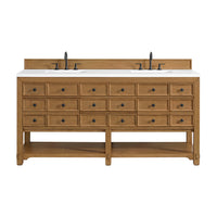 72" Malibu Double Bathroom Vanity, Amber Birch with White Zeus Top