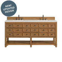 72" Malibu Double Bathroom Vanity, Amber Birch with Lime Delight Top