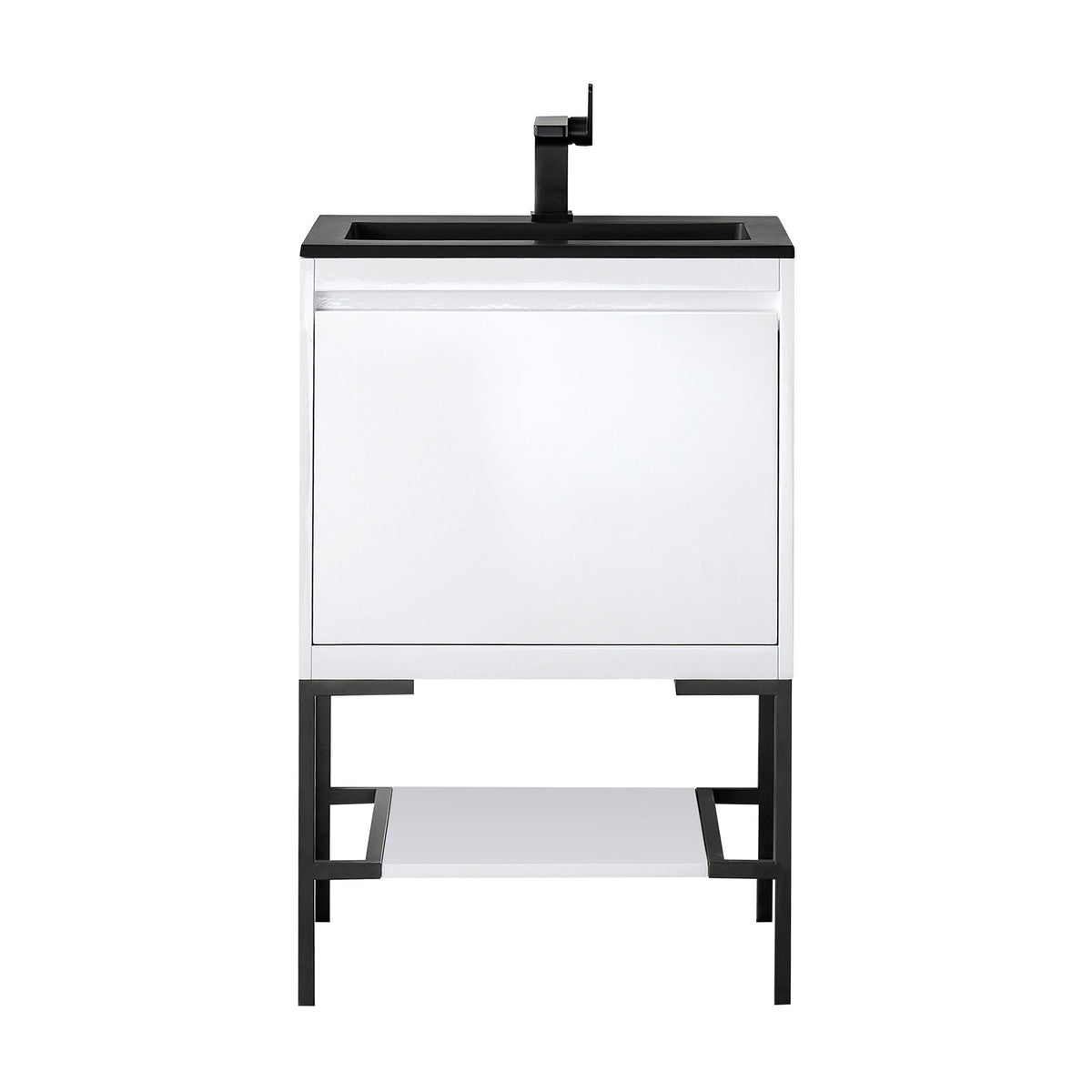 23.6" Mantova Single Bathroom Vanity, Glossy White w/ Matte Black Base