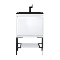 23.6" Mantova Single Bathroom Vanity, Glossy White w/ Matte Black Base