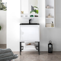 23.6" Mantova Single Bathroom Vanity, Glossy White w/ Matte Black Base