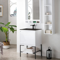 23.6" Mantova Single Bathroom Vanity, Glossy White w/ Matte Black Base