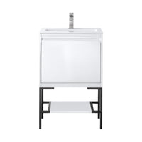 23.6" Mantova Single Bathroom Vanity, Glossy White w/ Matte Black Base