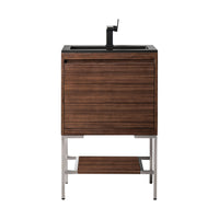 23.6" Mantova Single Bathroom Vanity, Mid-Century Walnut w/ Brushed Nickel Base