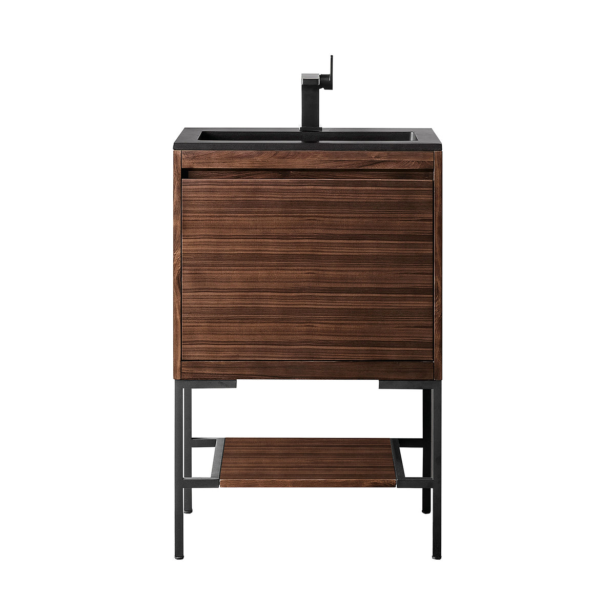 23.6" Mantova Single Bathroom Vanity, Mid-Century Walnut w/ Matte Black Base