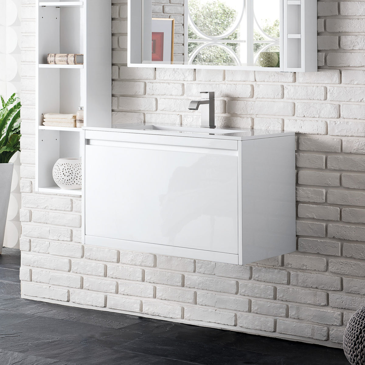 31.5" Mantova Single Bathroom Vanity, Glossy White
