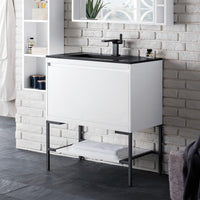 31.5" Mantova Single Bathroom Vanity, Glossy White w/ Matte Black Base