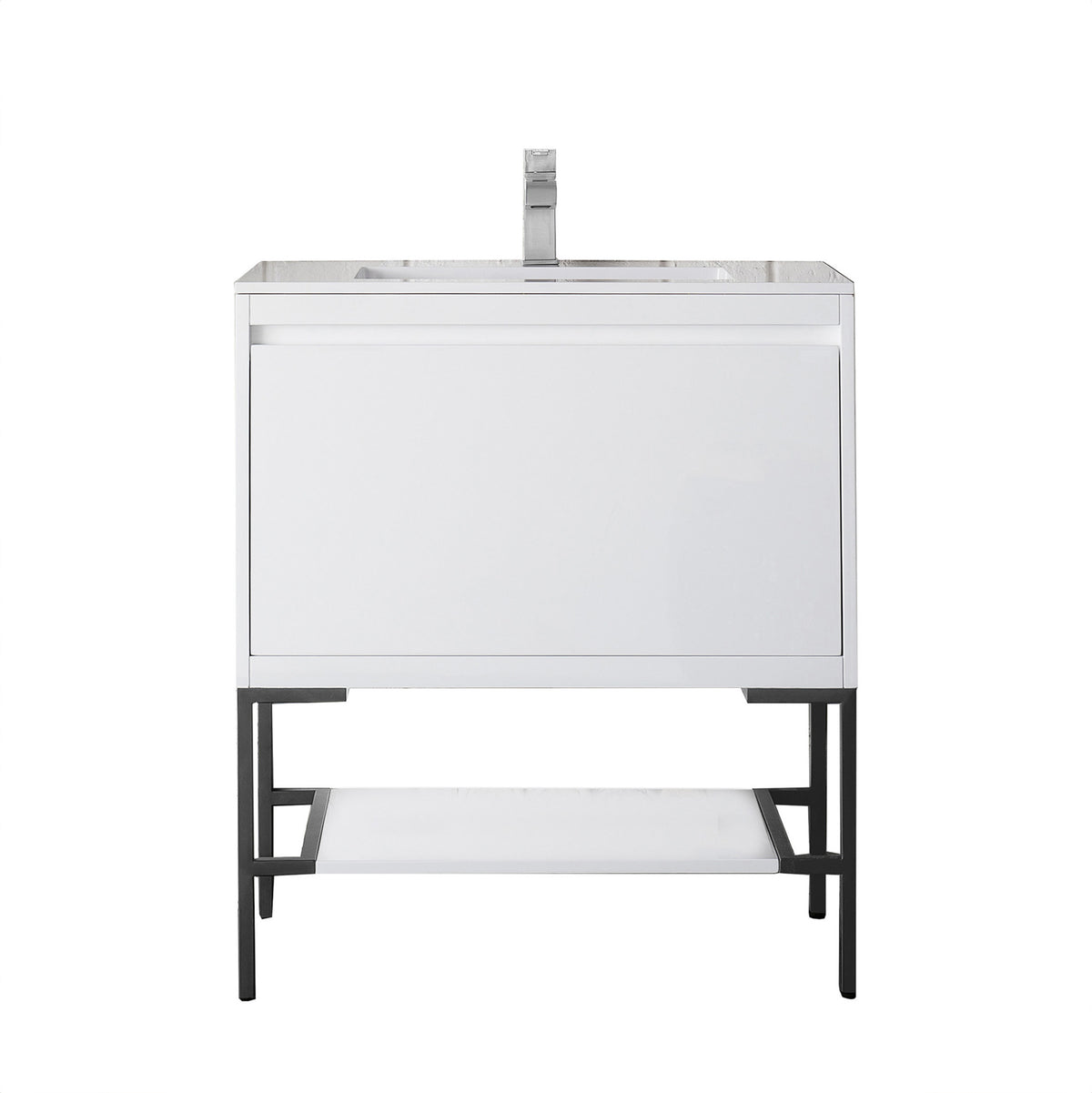 31.5" Mantova Single Bathroom Vanity, Glossy White w/ Matte Black Base