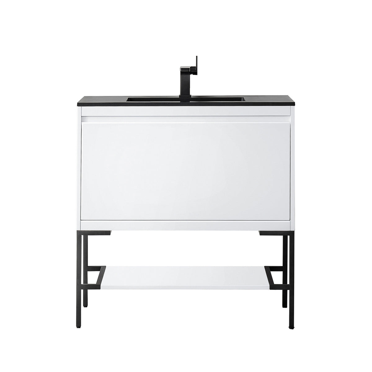 35.4" Mantova Single Bathroom Vanity, Glossy White w/ Matte Black Base