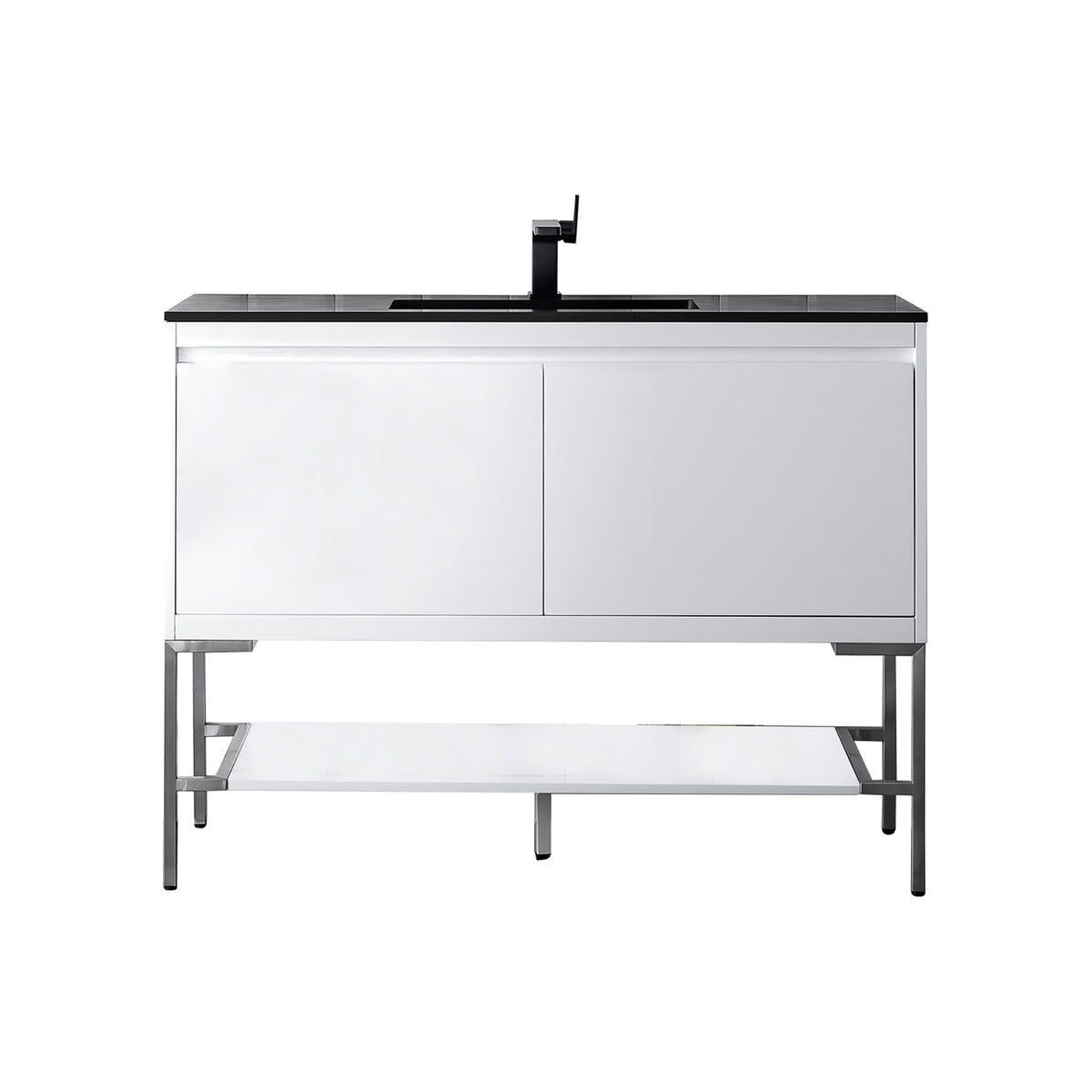 47.3" Mantova Single Bathroom Vanity, Glossy White w/ Brushed Nickel Base